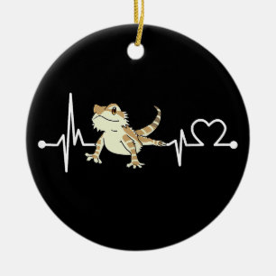Bearded Dragon Heartbeat Funny Animal Ceramic Tree Decoration