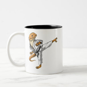 Bearded Dragon Karate Two-Tone Coffee Mug