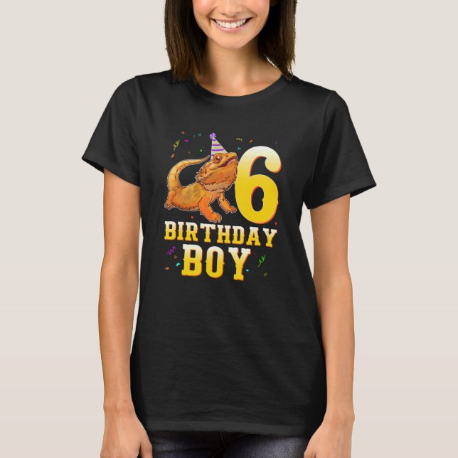 Bearded Dragon Lizard 6th Birthday  6 Year Old Boy T-Shirt (Front)