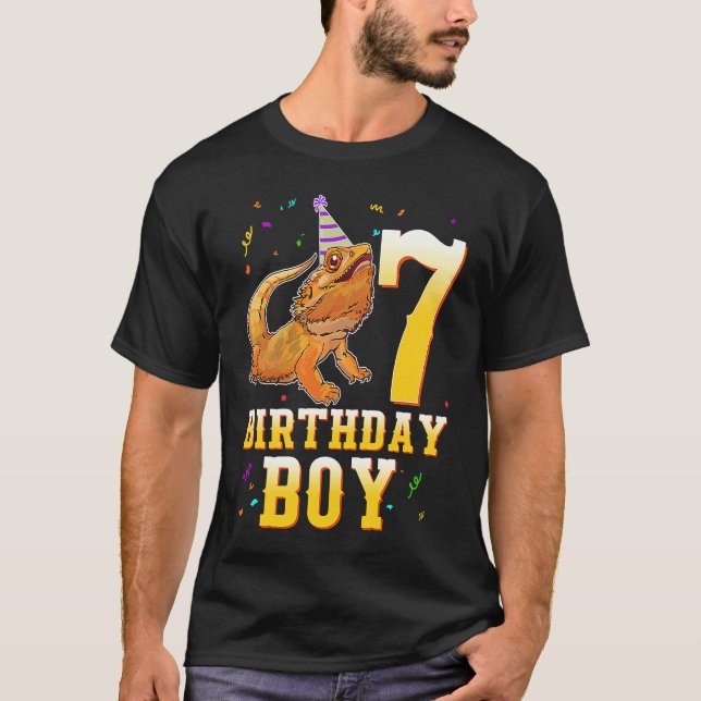 Bearded Dragon Lizard 7th Birthday  7 Year Old Boy T-Shirt (Front)