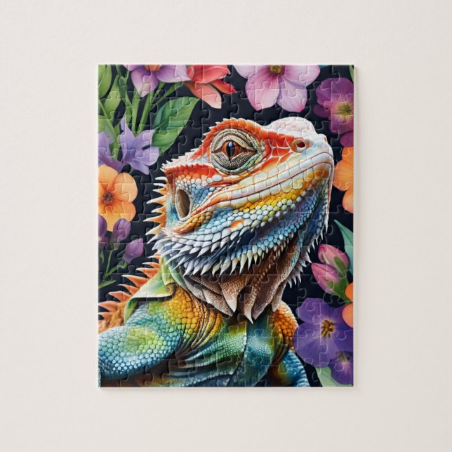 Bearded Dragon Lizard Family Pet Portrait Jigsaw Puzzle (Vertical)