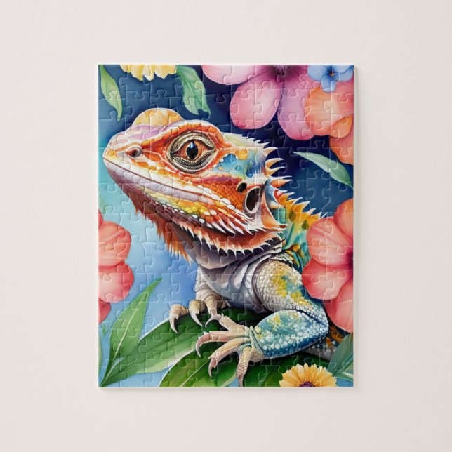 Bearded Dragon Lizard Family Pet Portrait Jigsaw Puzzle (Vertical)