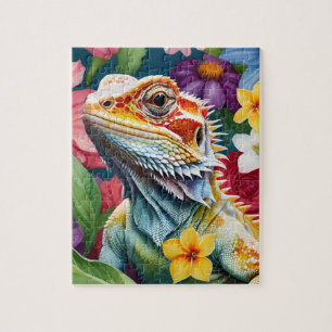 Bearded Dragon Lizard Family Pet Portrait Jigsaw Puzzle