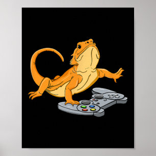 Bearded Dragon Lizard Gamer Video Game Gecko Poster