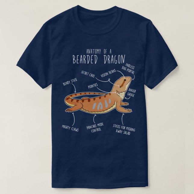 Bearded Dragon Lizard Reptile Anatomy 3 T-Shirt (Design Front)