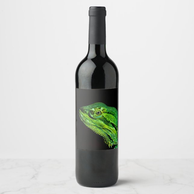 Bearded dragon lizard wine label (Front)