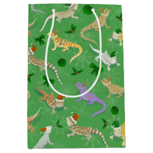Bearded Dragon Morph Holiday Green Medium Gift Bag