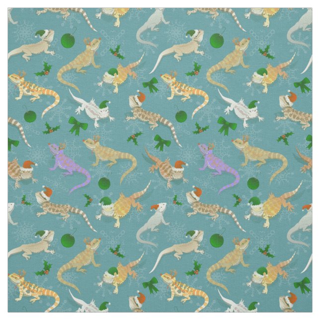 Bearded Dragon Morph Holiday Ice Fabric (Swatch)