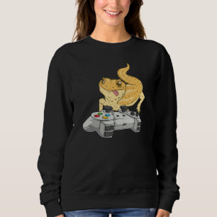 Bearded Dragon Playing Video Game Reptile Lizard Sweatshirt