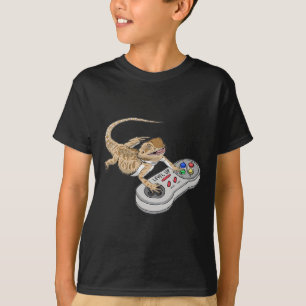 Bearded Dragon Playing Video Game Reptiles Pagona T-Shirt