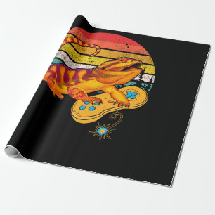 Bearded Dragon Playing Video Game Reptiles Pagona Wrapping Paper