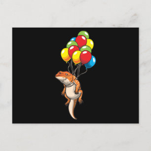 Bearded Dragon Pogona with ballons Postcard