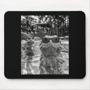 Bearded Dragon Pool Selfie Funny Summer Vibe Swim Mouse Mat