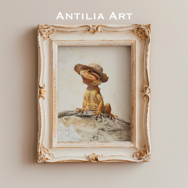 Bearded Dragon Portrait Painting Pogona Reptile Poster (Creator Uploaded)
