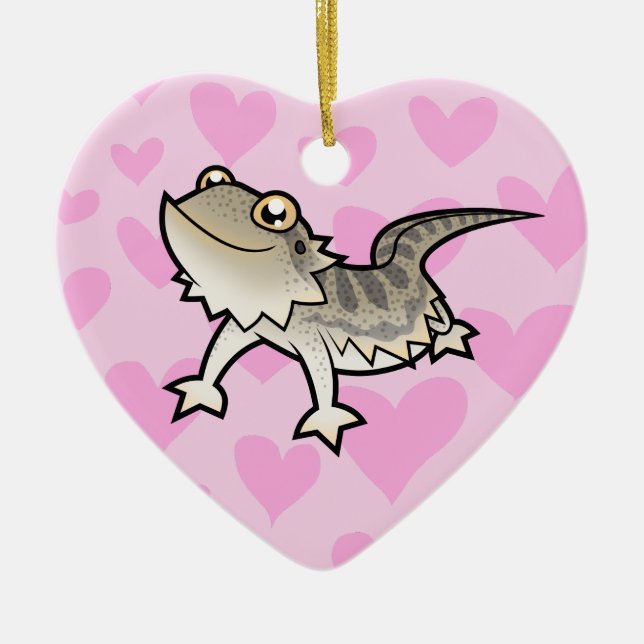 Bearded Dragon / Rankin Dragon Love Ceramic Tree Decoration (Front)
