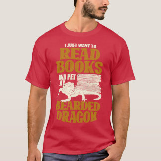 Bearded Dragon Reading Lover Gift T-Shirt