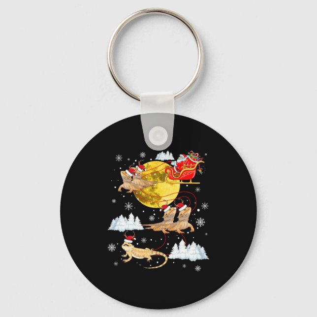 Bearded Dragon Reindeer Christmas Pajama Santa Xma Key Ring (Front)