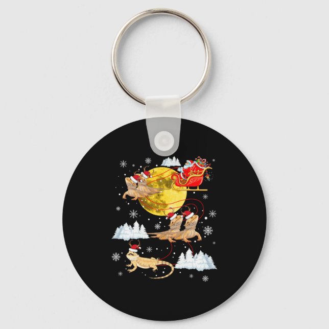Bearded Dragon Reindeer Christmas Pajama Santa Xma Key Ring (Front)