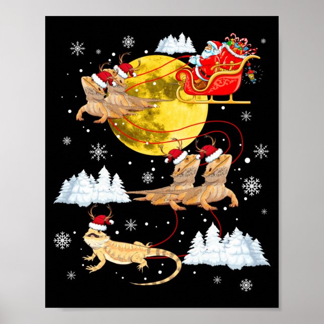 Bearded Dragon Reindeer Christmas Pajama Santa Xma Poster (Front)