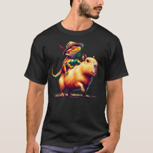 Bearded Dragon Riding Capybara Funny Animal Lover  T-Shirt