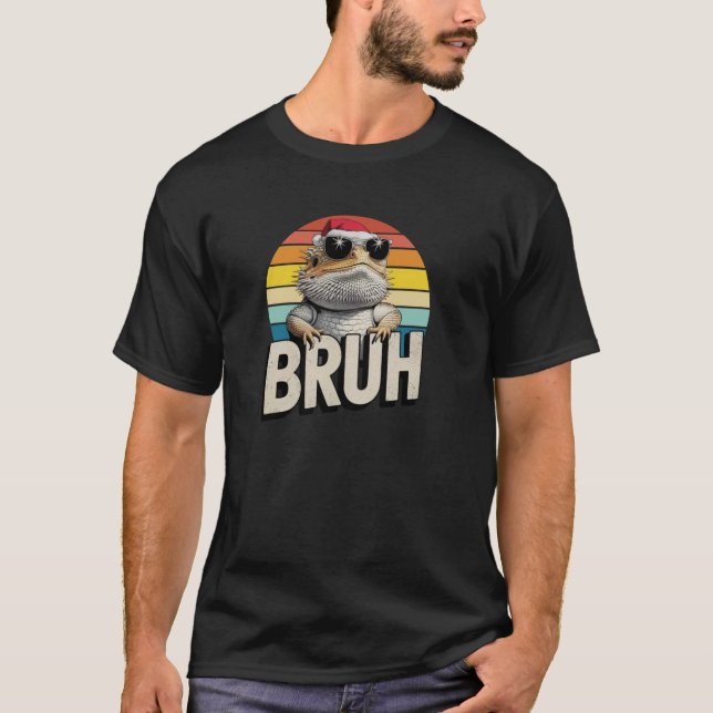 Bearded Dragon Santa Christmas Bruh Retro Lizard B T-Shirt (Front)