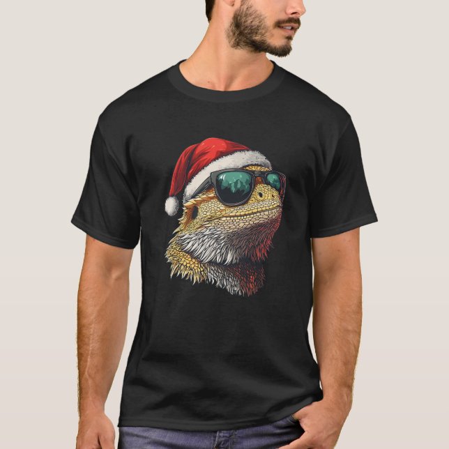 Bearded Dragon Santa Hat Funny Christmas Premium  T-Shirt (Front)