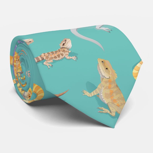 Bearded Dragon Scatter Pattern Transparent Tie (Rolled)