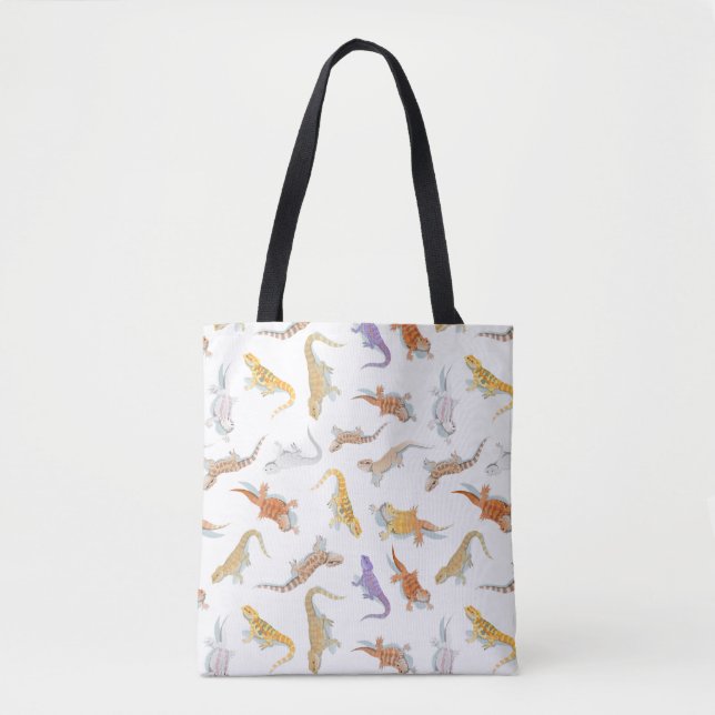 Bearded Dragon Scatter Pattern Transparent Tote Bag (Front)
