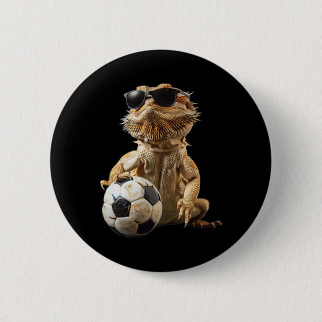 Bearded Dragon Soccer  6 Cm Round Badge (Front)