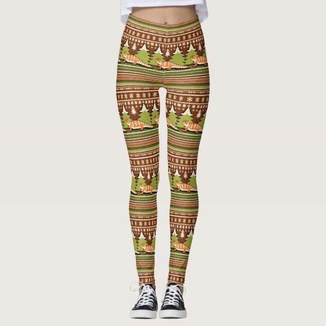 Bearded Dragon Ugly Christmas Sweater  Leggings (Front)