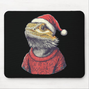 Bearded Dragon Ugly Sweater Santa Hat Christmas  Mouse Mat