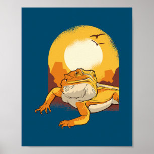 Bearded Dragon Vintage Retro Poster