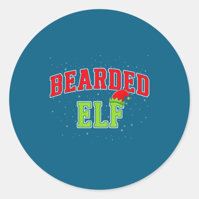 Bearded Elf Christmas Family Matching Group Xmas  Classic Round Sticker (Front)