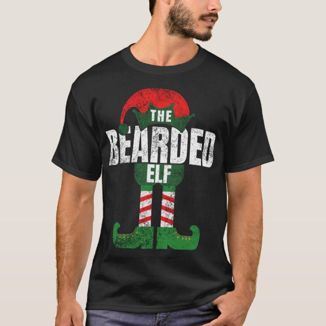 Bearded Elf Christmas Gifts Costume Funny Family M T-Shirt (Front)