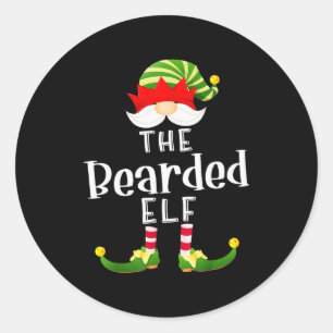 Bearded Elf Group Christmas Funny Pajama Party Classic Round Sticker