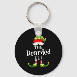 Bearded Elf Group Christmas Funny Pajama Party Key Ring
