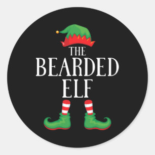 Bearded Elf Matching Group Xmas Funny Family Chris Classic Round Sticker