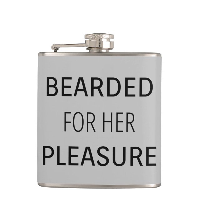 Bearded for her Pleasure Hip Flask (Front)