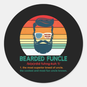 Bearded Funcle Definition Uncle Classic Round Sticker