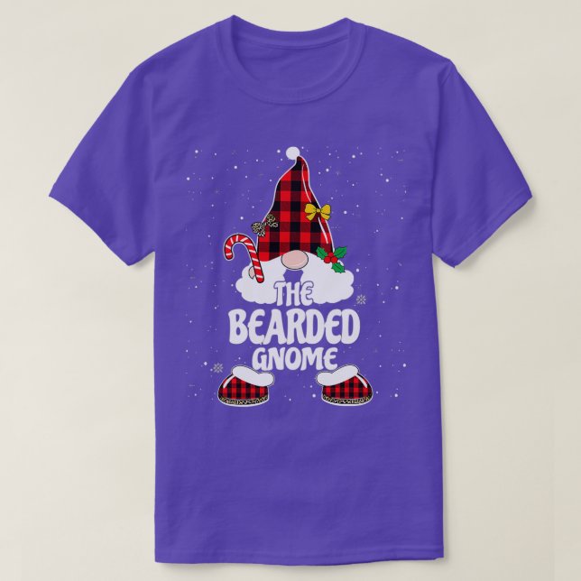 Bearded Gnome Buffalo Plaid Matching 42 T-Shirt (Design Front)