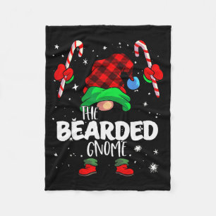 Bearded Gnome Red Buffalo Plaid Matching Family Ch Fleece Blanket