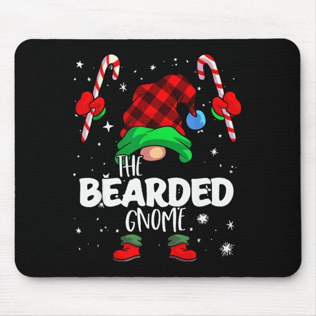 Bearded Gnome Red Buffalo Plaid Matching Family Ch Mouse Mat (Front)