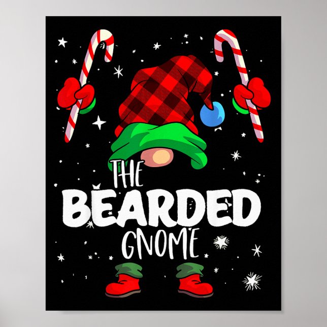 Bearded Gnome Red Buffalo Plaid Matching Family Ch Poster (Front)