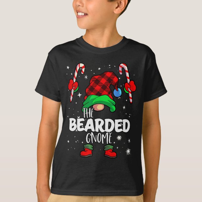 Bearded Gnome Red Buffalo Plaid Matching Family Ch T-Shirt (Front)