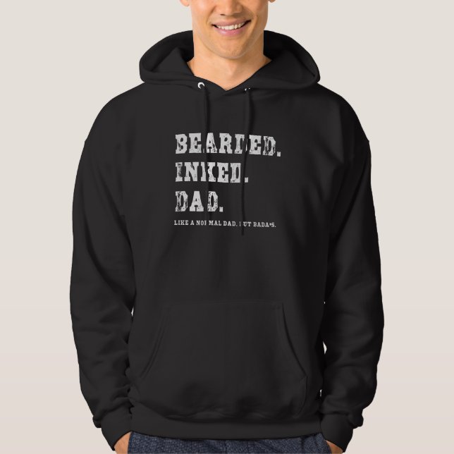 Bearded Inked Dad New Baby Announcement Dad Father Hoodie (Front)