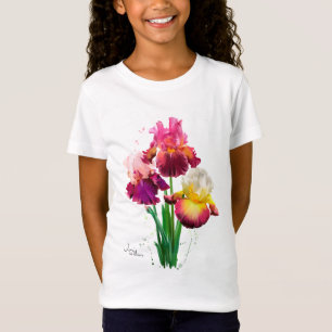 Bearded iris and splashes of watercolor painting T-Shirt