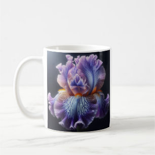 Bearded Iris Floral Purple and Blue Coffee Mug
