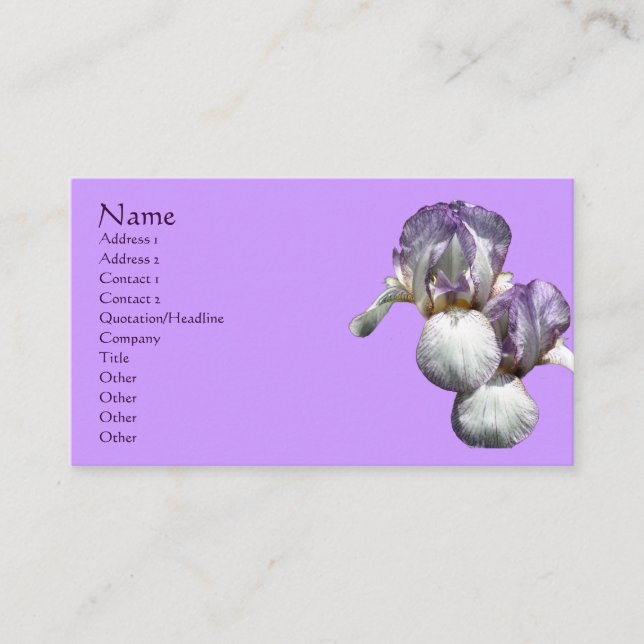 Bearded Iris Flowers Business Card (Front)
