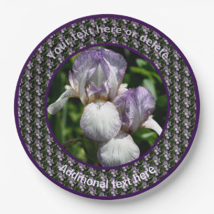 Bearded Iris Flowers Personalised Party Paper Plate