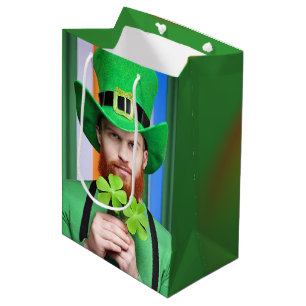 Bearded Irish Man With Four-Leaf Clovers Medium Gift Bag